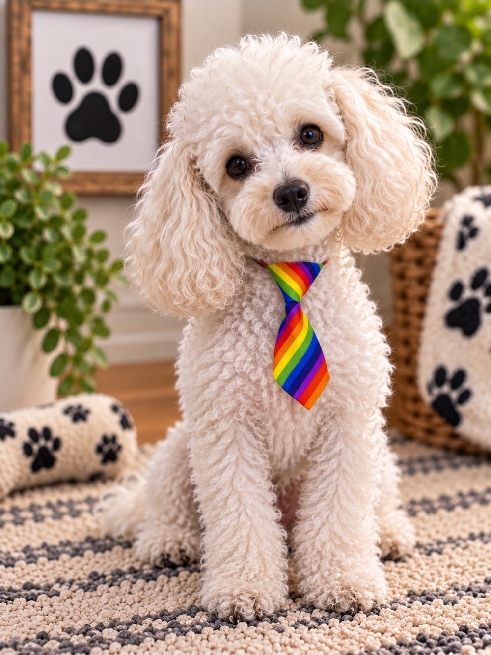 Rainbow Striped Pet Neck Tie Colorful Dog Cat Necktie Fashion Accessory
